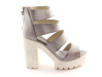 MARIA GRETA grigio scarpe donna sandali tronchetti zip tacco plateaux made in italy